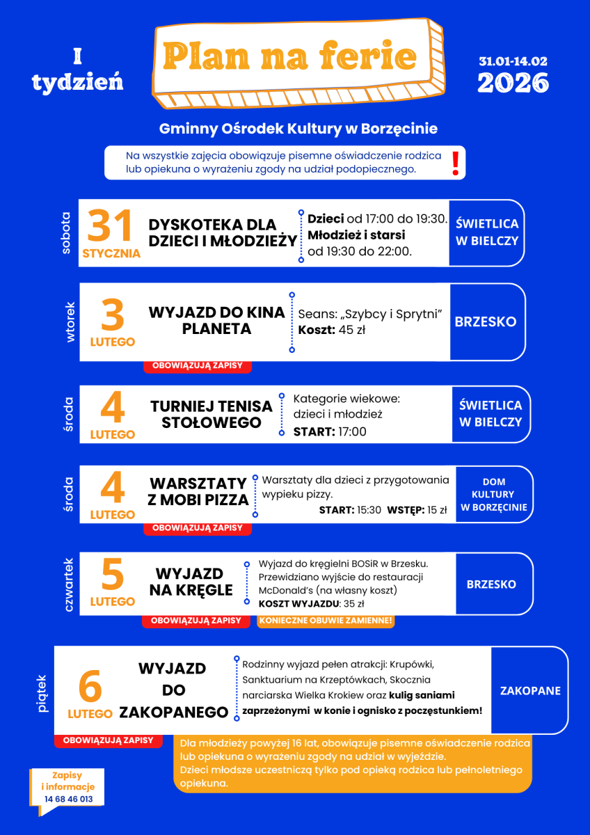 plan ferii tydzień 1